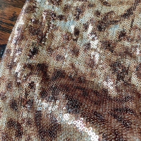 Cache Mini Party Dress 1980s Leopard Print Sequined Cut Out Back Size 4 - Picture 5 of 9